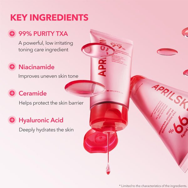 APRILSKIN TXA Niacinamide 99 nakts maskas caurspīdīgā tekstūra