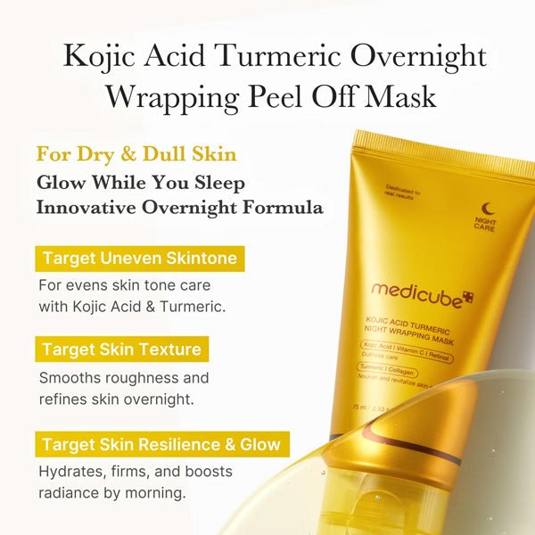 Izgaismojoša nakts maska pret pigmentāciju | Medicube Kojic Acid Turmeric Night Wrapping Mask - KOORE