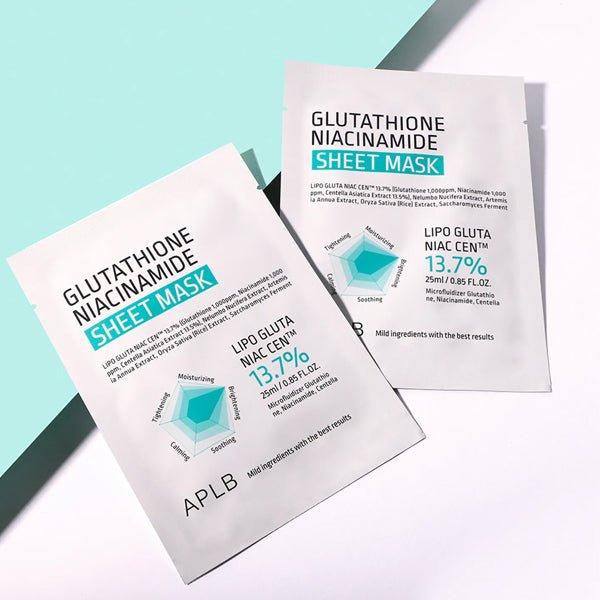 Izgaismojošu lokšņu sejas masku komplekts | APLB Glutathione Niacinamide Sheet Mask set - KOORE