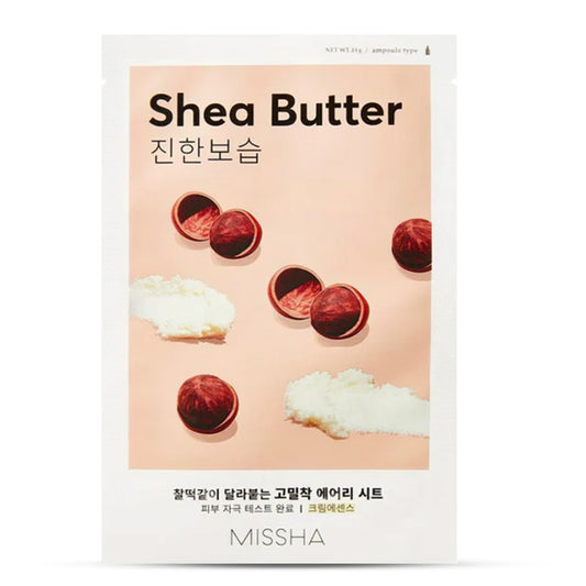 MISSHA Airy Fit Sheet Mask ar Šī sviestu iepakojums
