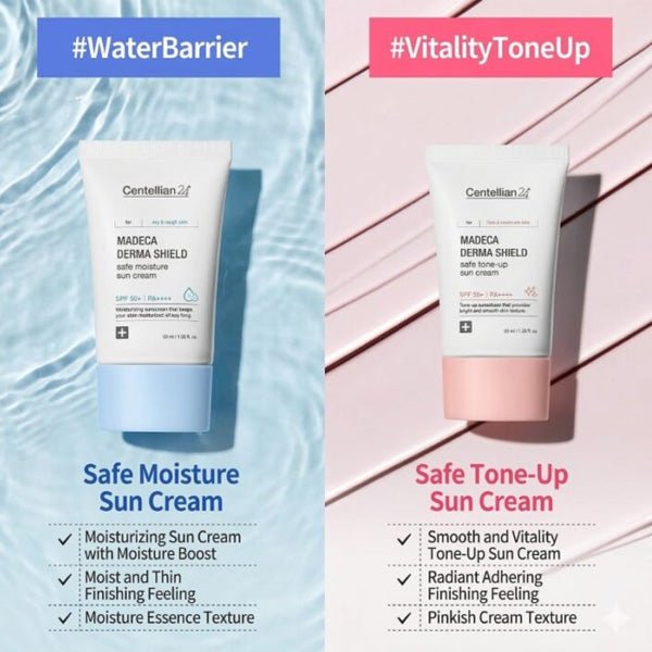Mitrinošs saules aizsargkrēms SPF50+ | Centellian24 Madeca Derma Shield Safe Moisture Sun Cream - KOORE