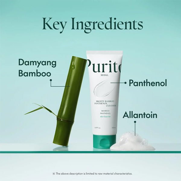 Mitrinošs sejas mazgāšanas gēls ar pantenolu | Purito Seoul Mighty Bamboo Panthenol Cleanser - KOORE