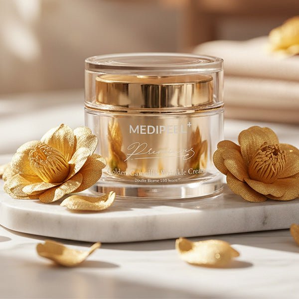 Premium atjaunojošs sejas krēms ar kamēlijas ekstraktu | Medi - Peel Premium Golden Camellia Wrinkle Cream - KOORE