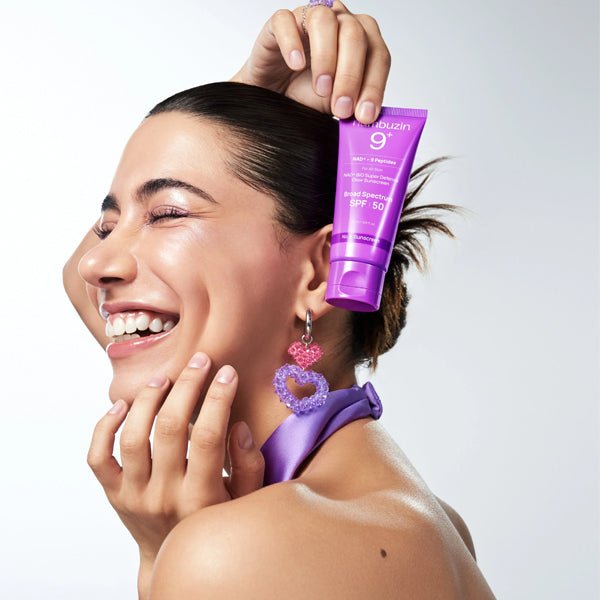 Pretnovecošanās saules aizsargesence ar NAD+ un peptīdiem | Numbuzin No.9 NAD+ Peptides Dewy Sun Essence - KOORE
