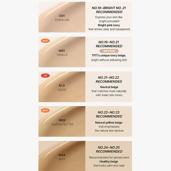 Noturīgs tonālais līdzeklis un spilventiņpūderis TFIT Almond Butter SHADES