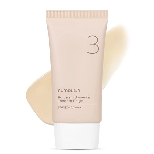 Tonējošs krēms porcelāna ādas efektam | Numbuzin No.3 Porcelain Base - skip Tone up Beige - KOORE
