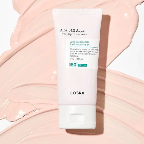 Tonējošs saules aizsargkrēms ar alveju SPF50+ | COSRX Aloe 54.2 Aqua Tone - Up Sunscreen - KOORE