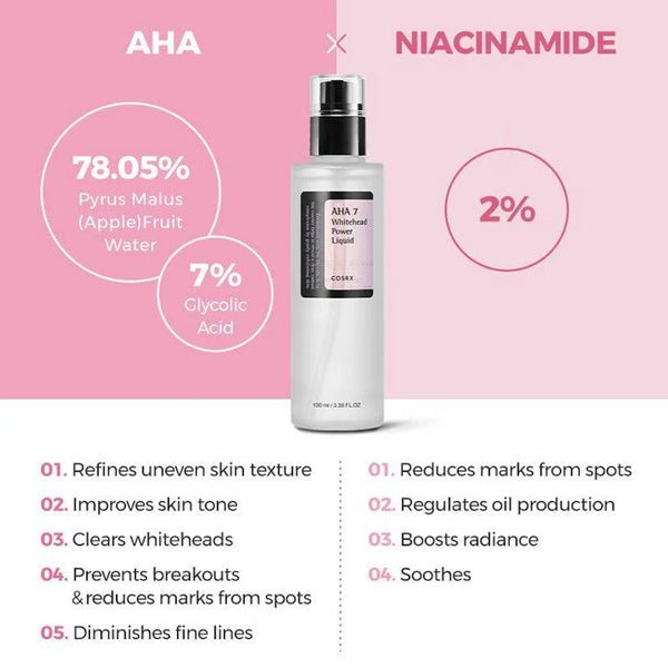 Toniks poru mazināšanai ar AHA skābēm | COSRX AHA 7 Whitehead Power Liquid - KOORE