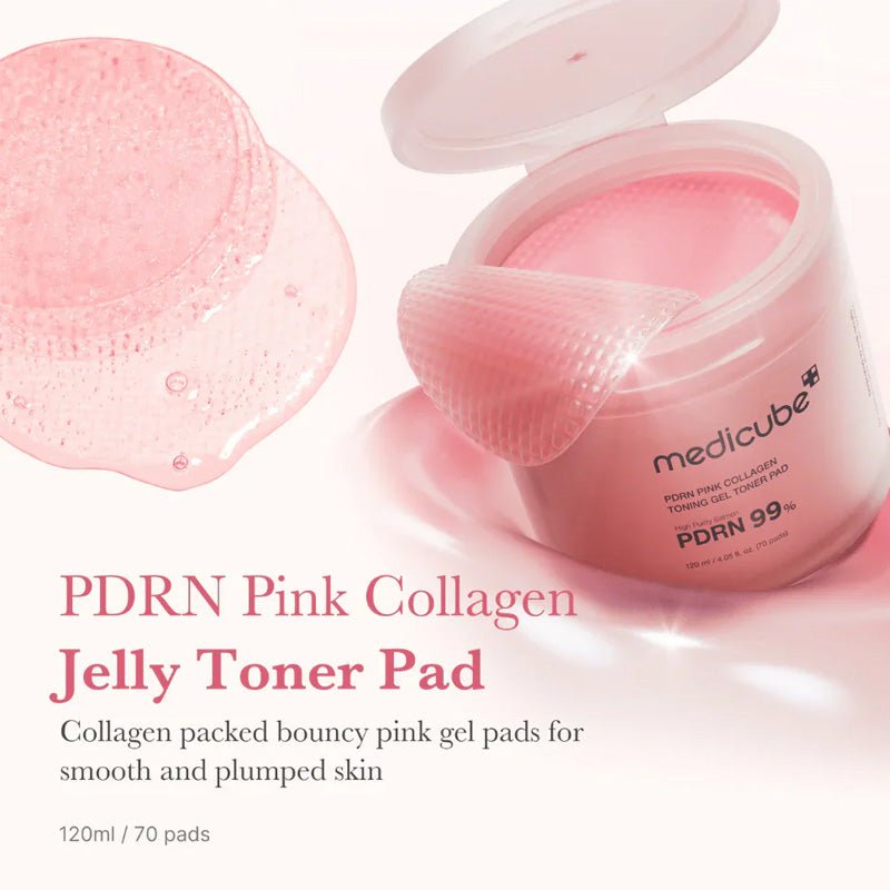 Vates diski ar PDRN un kolagēnu | Medicube PDRN Pink Collagen Toning Gel Toner Pad - KOORE
